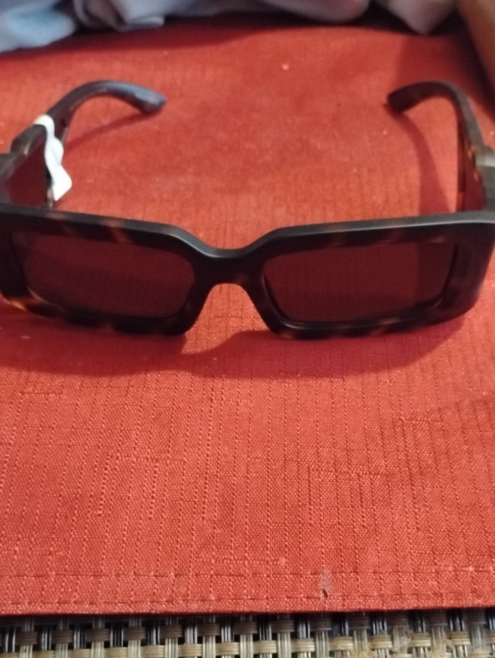 Unisex Rectangular Tortoiseshell Sunglasses - Brown Lenses